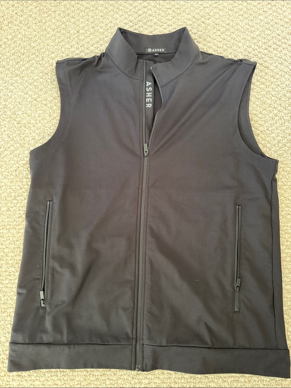 Asher Golf Men's Lightweight Black Zip-Front Vest Excellent Condition Large
